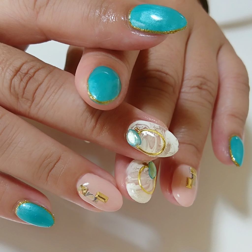 グリーン系アートネイル Ra Nail ラ ネイル